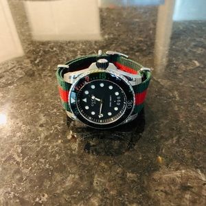 45mm Gucci Dive Watch w/ Nylon Web Strap